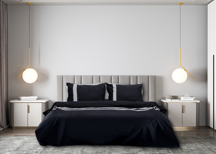 Seashell Dekbedovertrek Stripe - 240x200|260cm - zwart|grijs