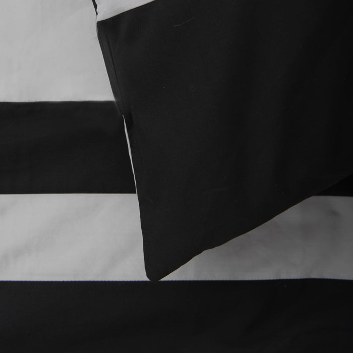 Seashell Dekbedovertrek Stripe - 240x200|260cm - zwart|grijs