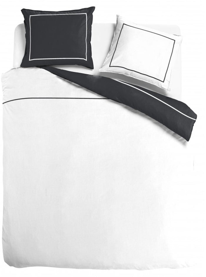 Dekbedovertrek doubleface - Egyptisch katoen - 200x200 - antraciet|wit