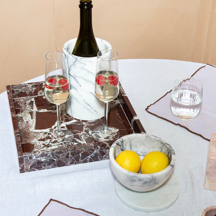 STONED Burgundy Marmer Dienblad Vierkant 30 x 30 cm