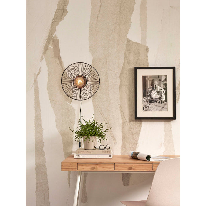 GOOD&MOJO Wandlamp Hokkaido - Bamboe Zwart - Ø38cm