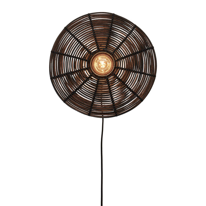 GOOD&MOJO Wandlamp Tanami - Rotan Zwart - Ø40cm
