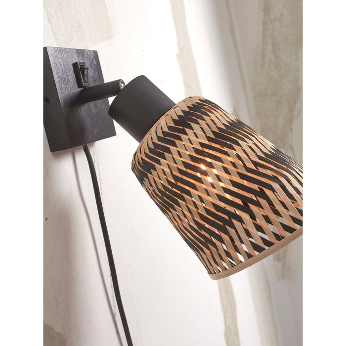 GOOD&MOJO Wandlamp Java - Bamboe Zwart|Naturel - Ø15cm