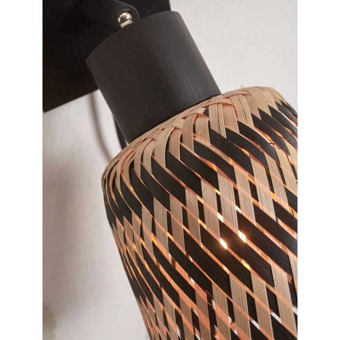 GOOD&MOJO Wandlamp Java - Bamboe Zwart|Naturel - Ø15cm