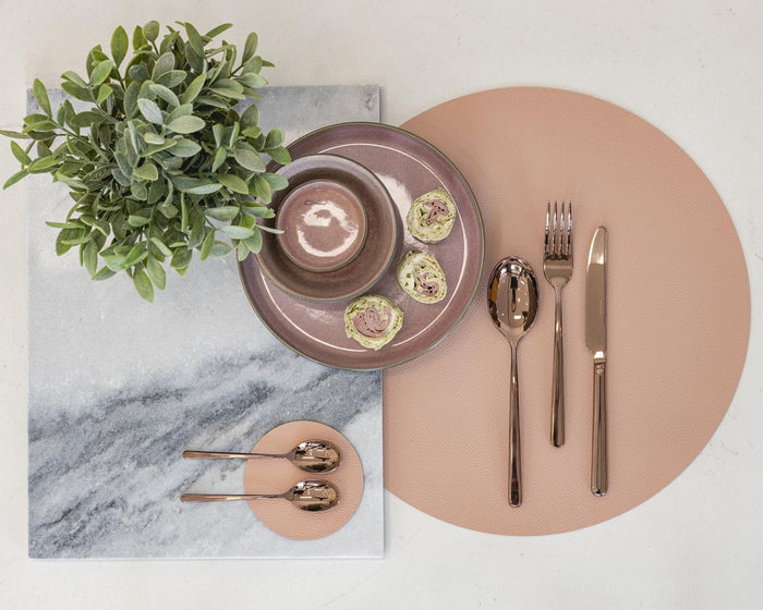 Jay Hill Placemat Leer - Grijs | Roze - dubbelzijdig - ø 38 cm