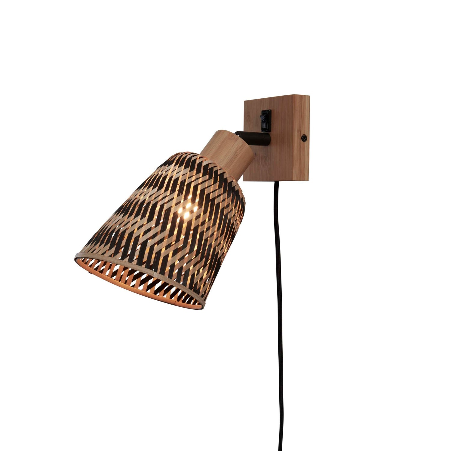 GOOD&MOJO Wandlamp Java - Bamboe Naturel|Zwart - Ø15cm