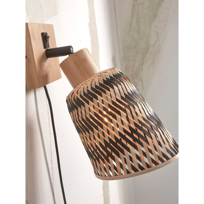 GOOD&MOJO Wandlamp Java - Bamboe Naturel|Zwart - Ø15cm