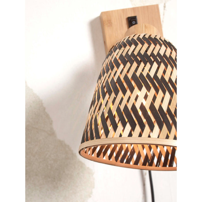 GOOD&MOJO Wandlamp Java - Bamboe Naturel|Zwart - Ø15cm