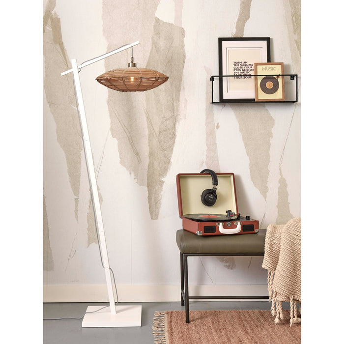 GOOD&MOJO Vloerlamp Tanami - Bamboe Wit|Rotan - 63x40x150cm