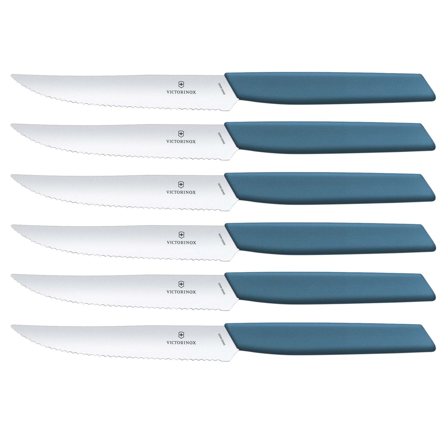 Victorinox Swiss Modern Steakmessen - 6-delig - RVS|Blauw - Kartel