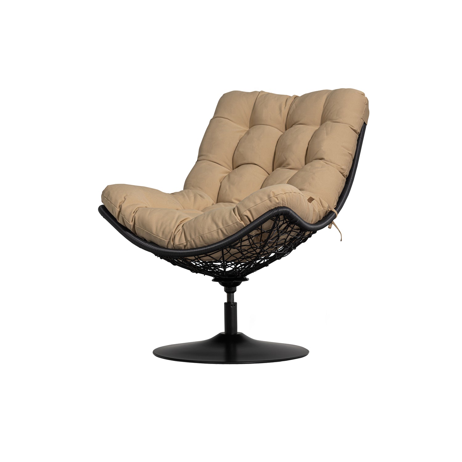 WOOOD Draaifauteuil Buiten Vive - Rattan - Zand|Zwart - 37x63x46