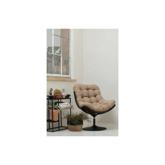 WOOOD Draaifauteuil Buiten Vive - Rattan - Zand|Zwart - 37x63x46