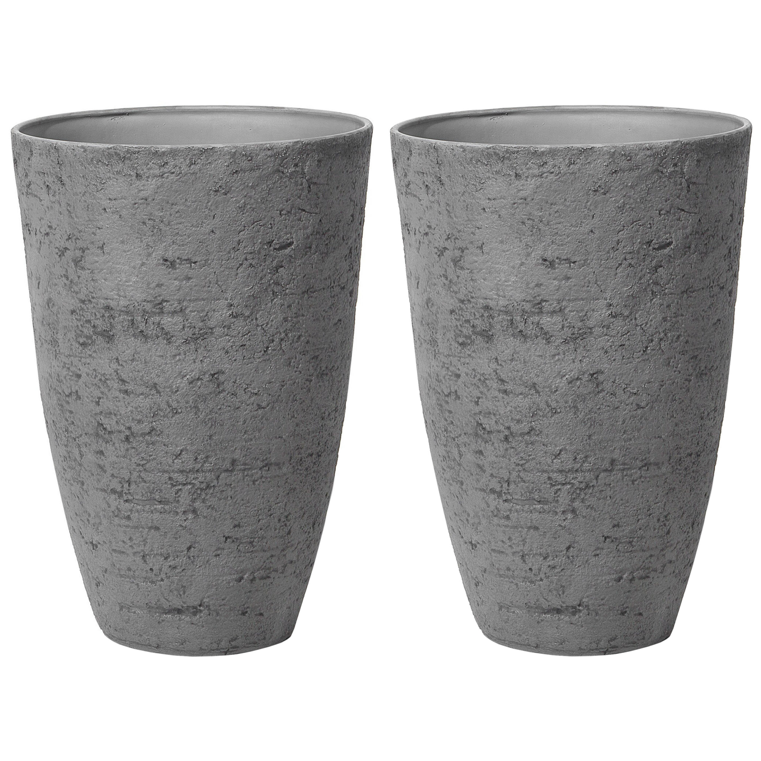 Beliani - CAMIA - Bloempot set van 2 L - Grijs - Stenenmix