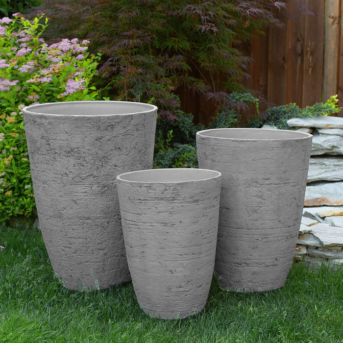 Beliani - CAMIA - Bloempot set van 2 L - Grijs - Stenenmix