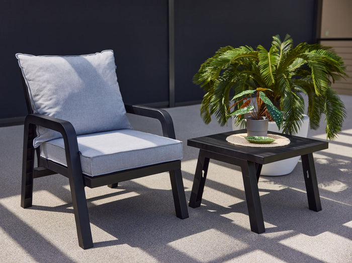 Hartman Ibiza Loungestoel Antraciet - Lichtgrijze Kussens