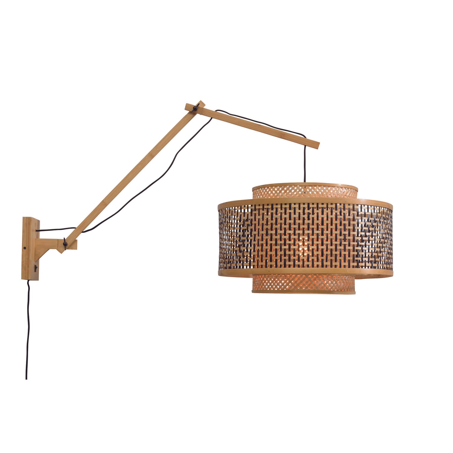 GOOD&MOJO Wandlamp Bhutan - Bamboe|Zwart - 95x50x55cm