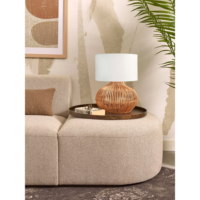 GOOD&MOJO Tafellamp Kalahari - Wit|Rotan - Ø32cm