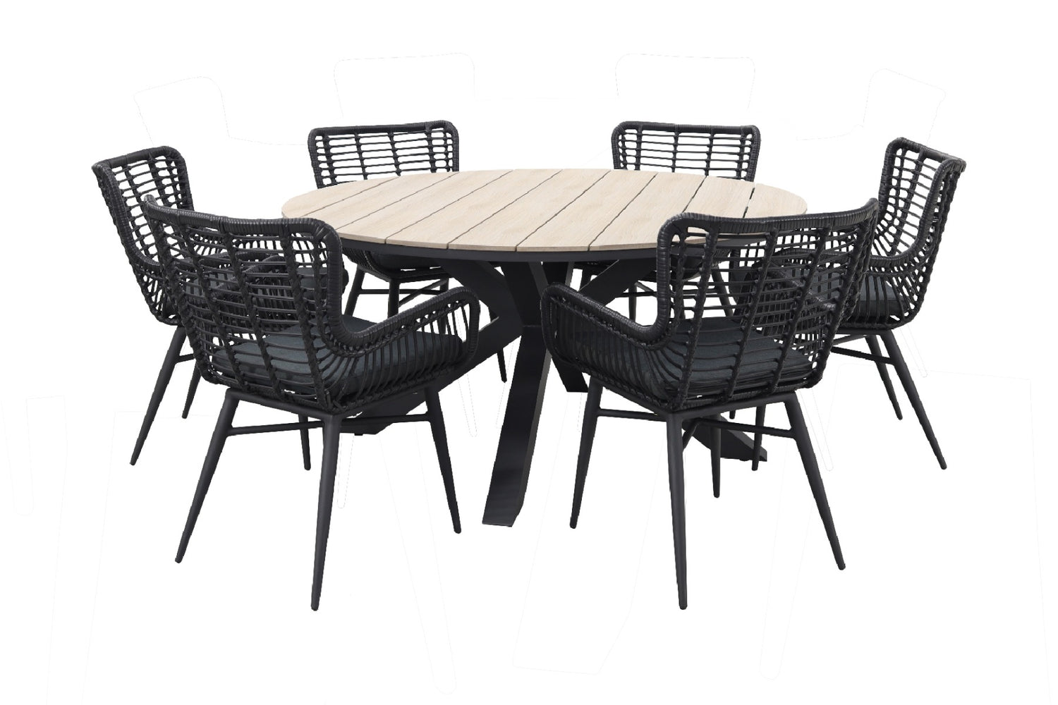 Garden Impressions Edison 148 cm. - ronde tuinset | Jasmine black