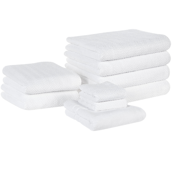 Beliani - MITIARO - Handdoek set van 9 - Wit - Katoen