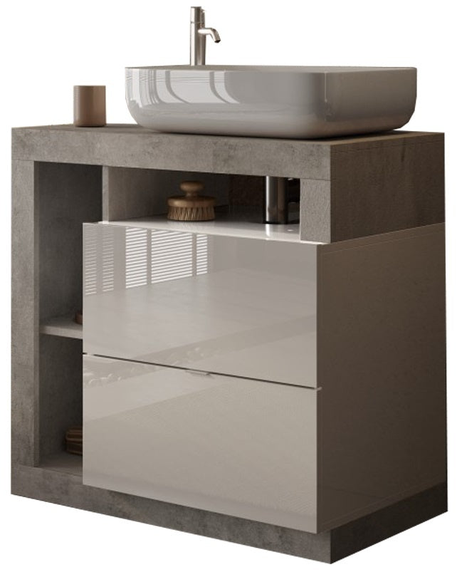 Benvenuto Design Hamburg 79 cm Beton Staand Wastafel en Onderkast