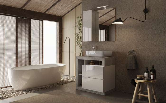 Benvenuto Design Hamburg 79 cm Beton Staand Wastafel en Onderkast