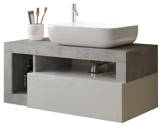 Benvenuto Design Hamburg 92 cm Zwevend Wastafel en Onderkast Beton