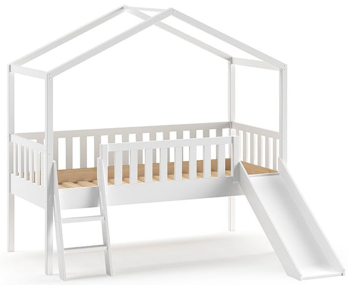 Vipack Dallas Huisbed Verhoogd met Glijbaan Wit