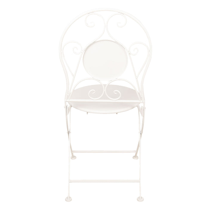 Clayre & Eef Bistroset Bistrotafel Bistrostoel 3-delig Ø 60x70 Wit