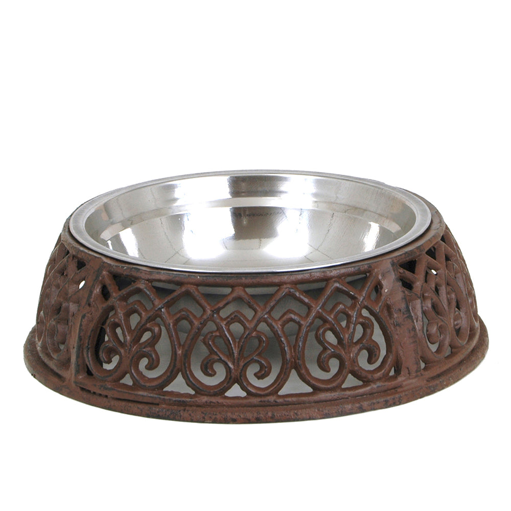 Clayre & Eef Voerbak hond Ø 27x8 cm | 800 ml Bruin IJzer