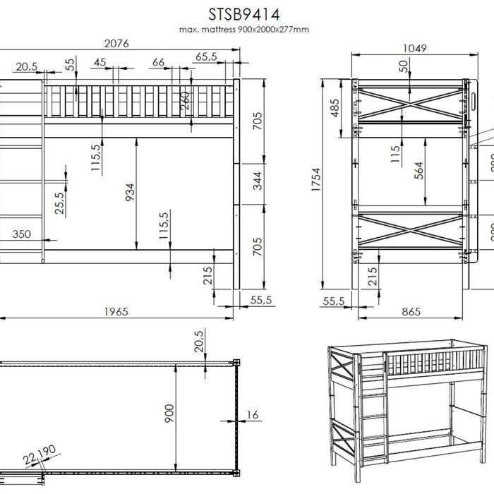 Vipack Scott Stapelbed met Slaaplade Wit