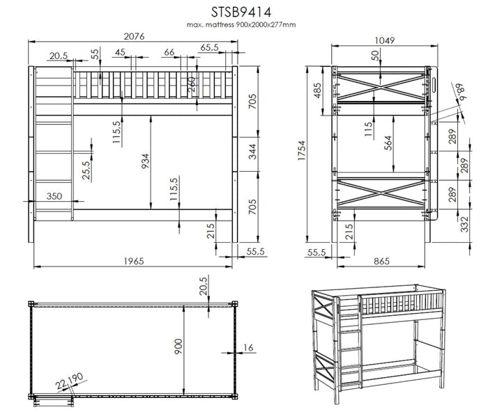 Vipack Scott Stapelbed Wit