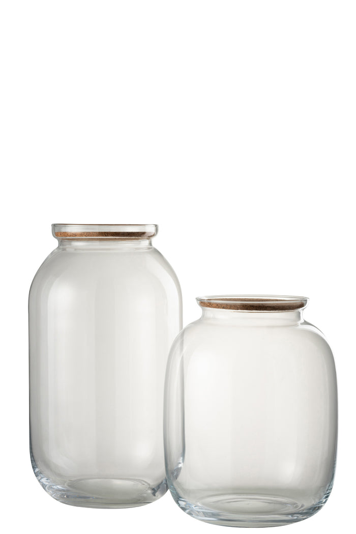 J-Line voorraadpot Roxy - glas|kurk - transparant - large