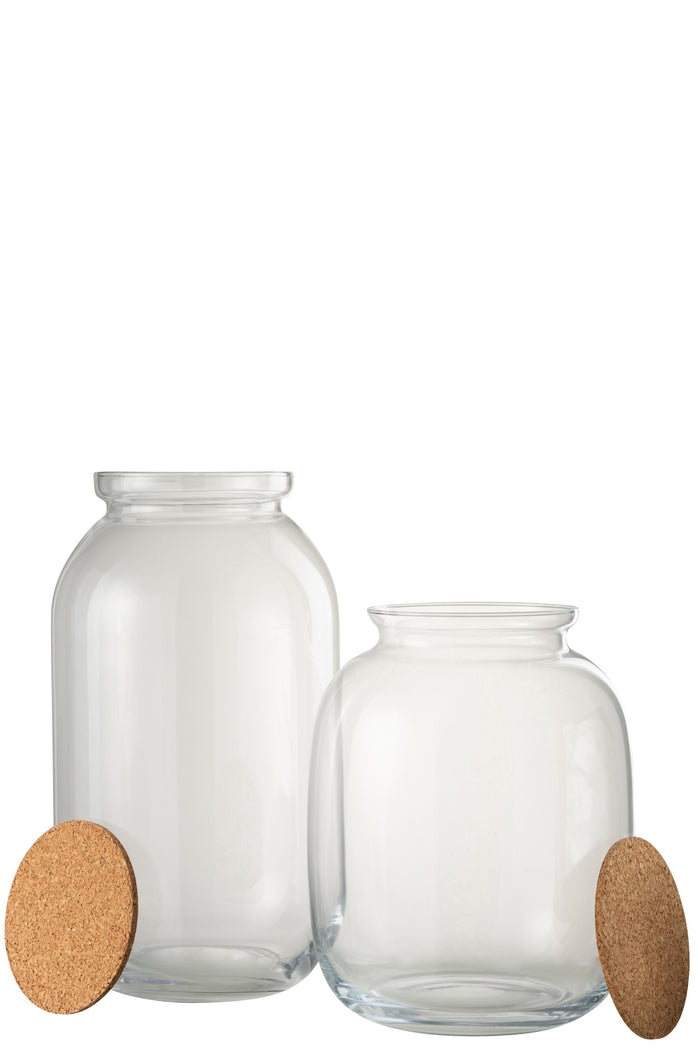 J-Line voorraadpot Roxy - glas|kurk - transparant - large