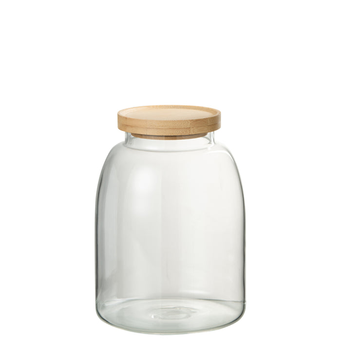 J-Line voorraadpot Tom - glas|bamboe - transparant|naturel - medium
