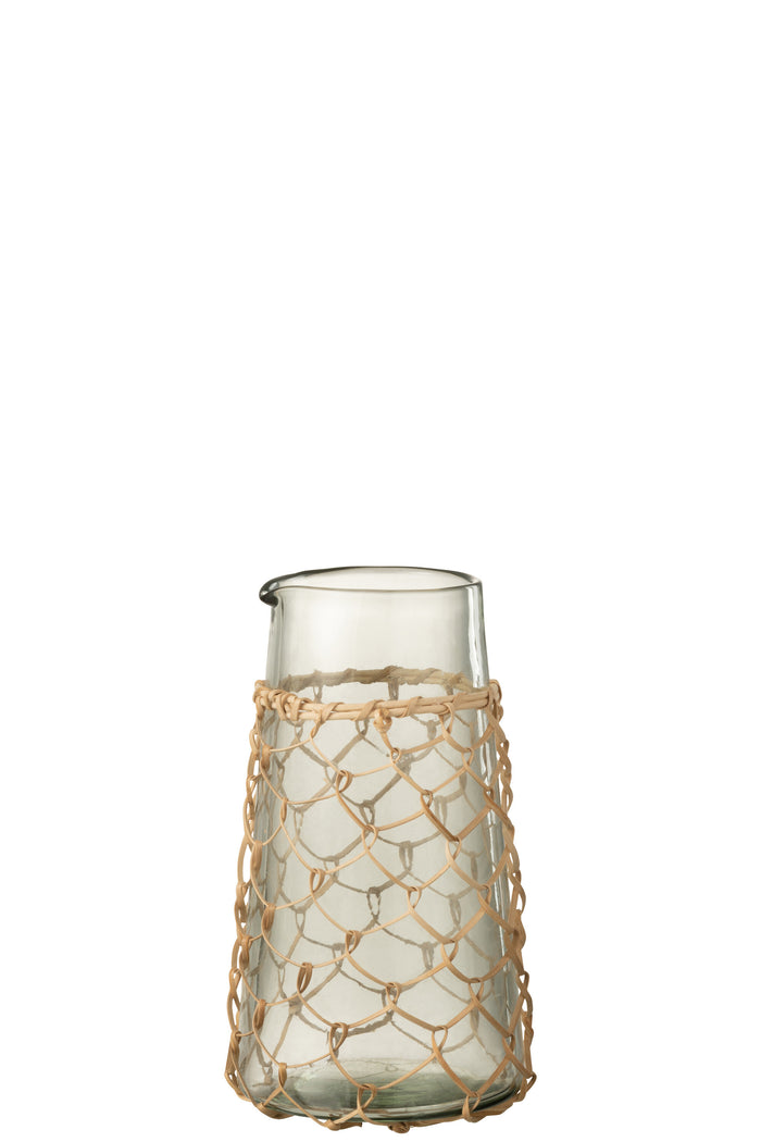 J-Line karaf Breiwerk - glas|riet - transparant - small