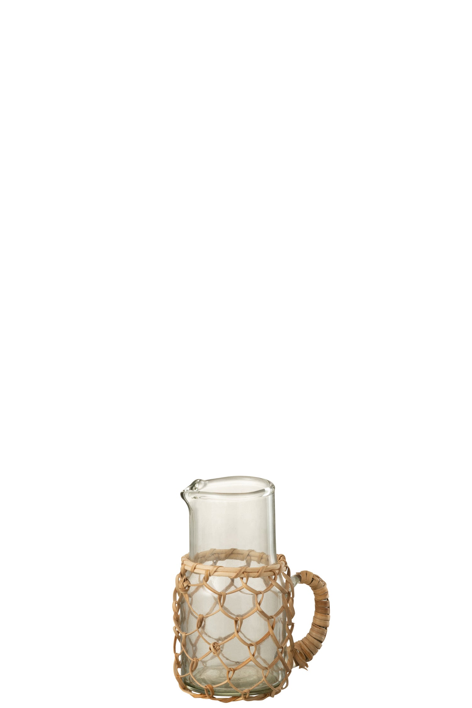 J-Line karaf Breiwerk Oor - glas|riet - transparant - small