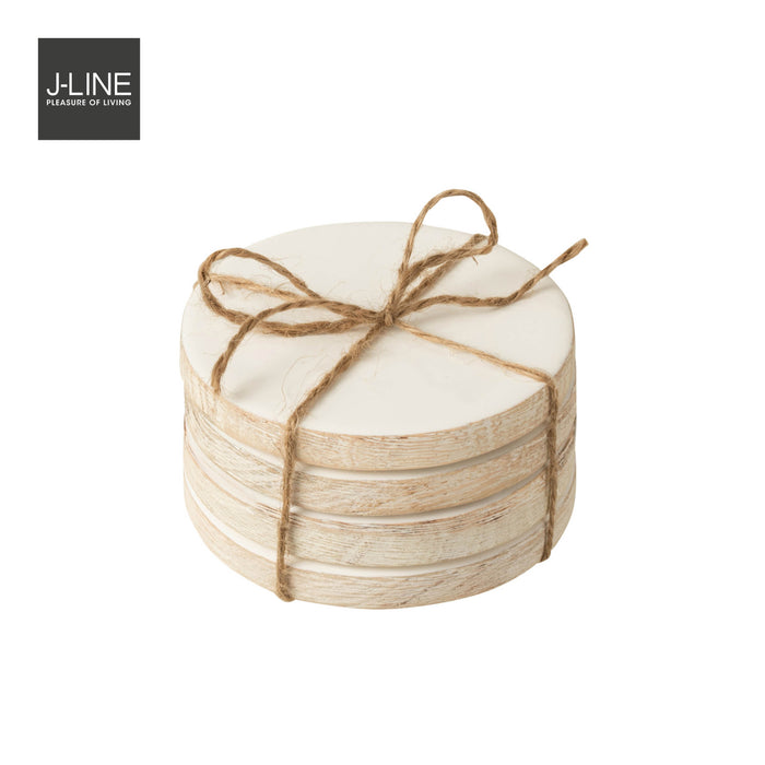 J-Line onderzetter Mango  - kunststof - grijs - 4 stuks