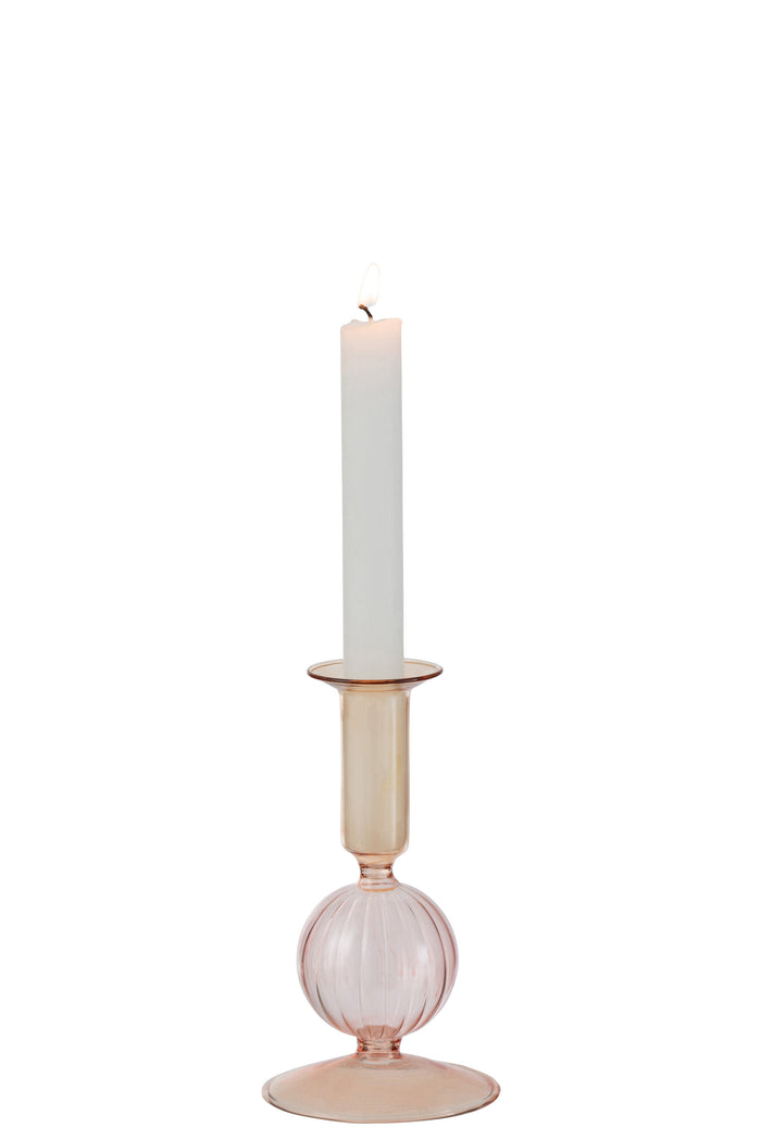 J-Line Kaarshouder 1 Bol Glas Licht Oranje|Roze Small