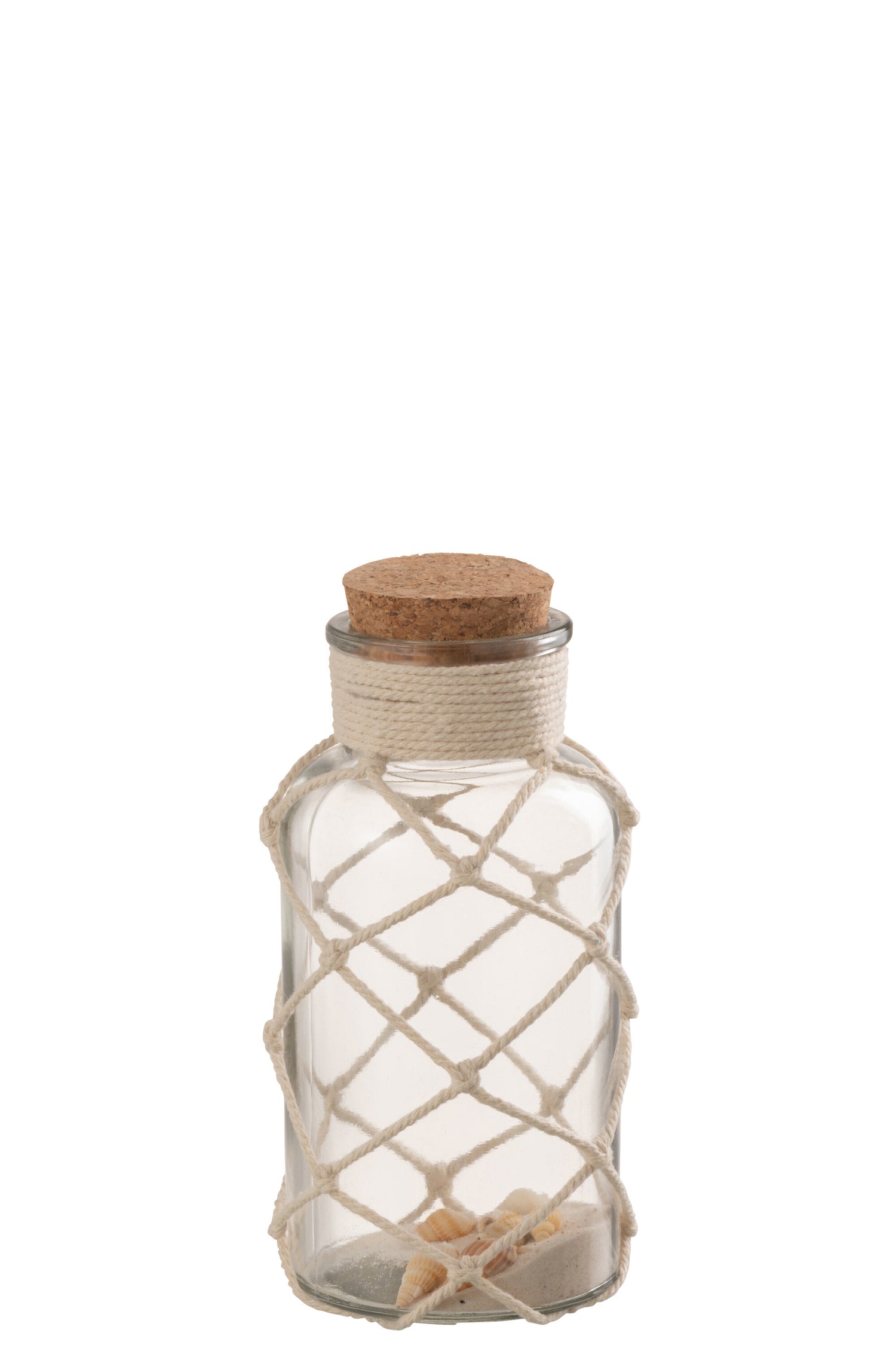 J-Line Decoratie Vaas Sand Schelpen Glas Transparent Medium