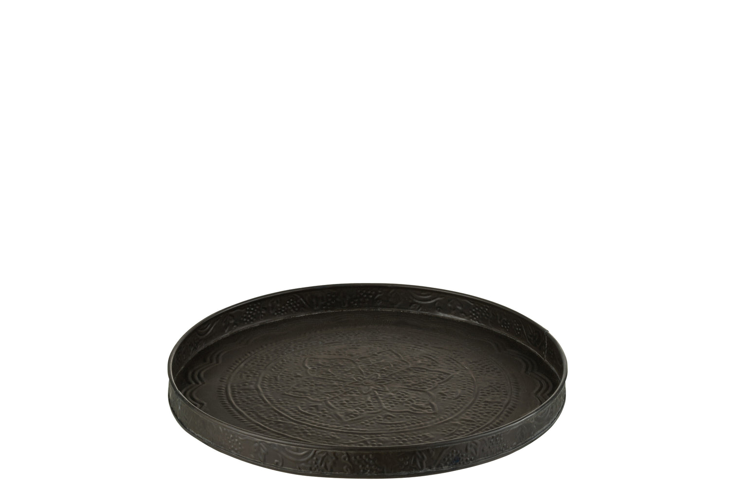 J-Line Plateau Rond Klassiek Ijzer Zwart Mat Small