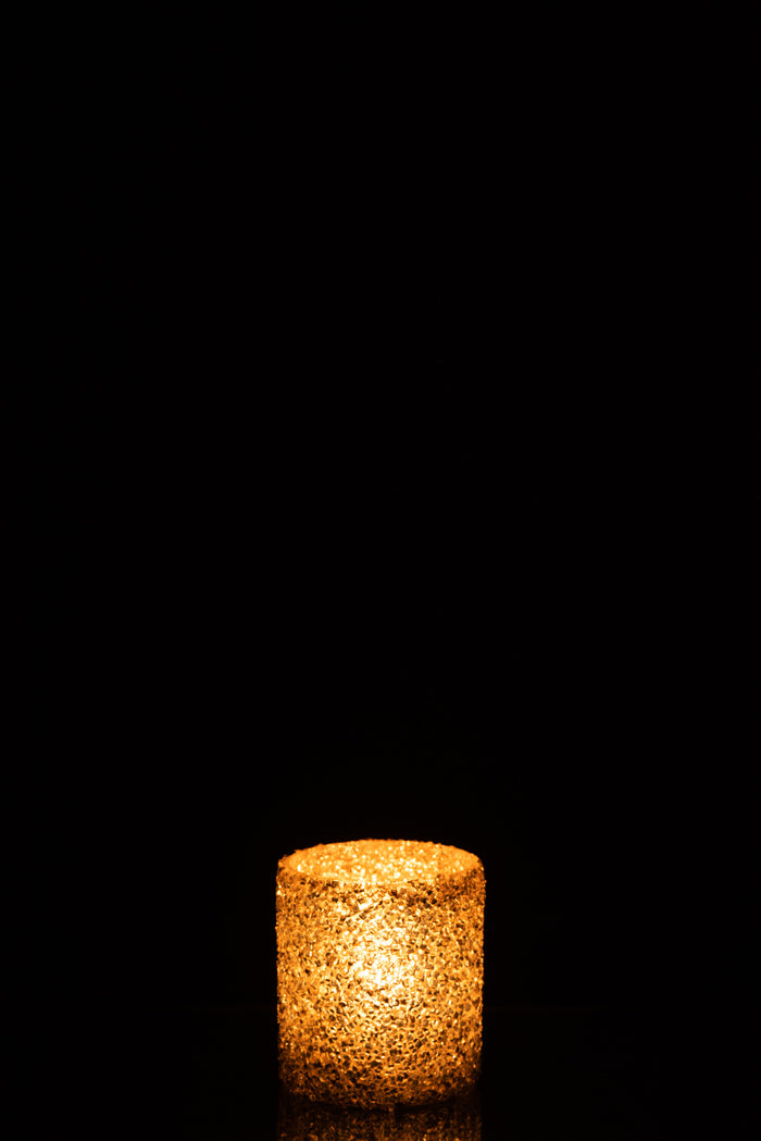 J-Line kaarshouder Cilinder Parel - glas - goud - 2 stuks