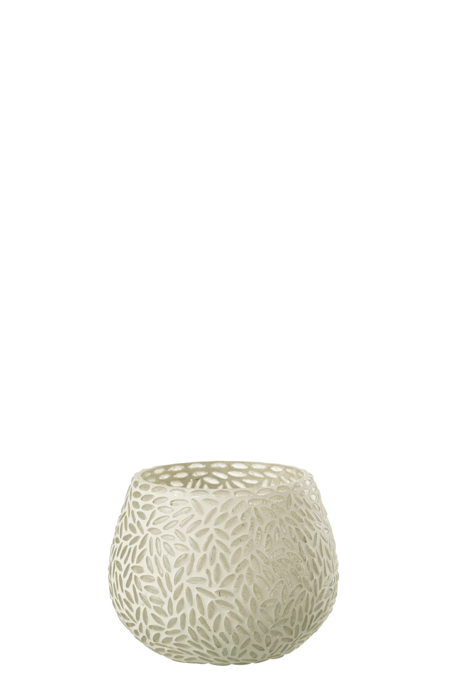 J-Line theelichthouder Mozaiek - glas - grijs|wit - small