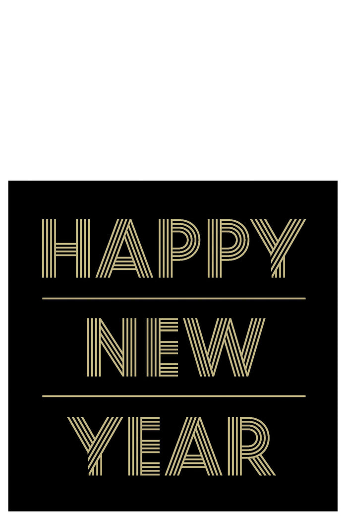 J-Line servet NYE - papier - zwart|goud - large - 9 pakken van 20