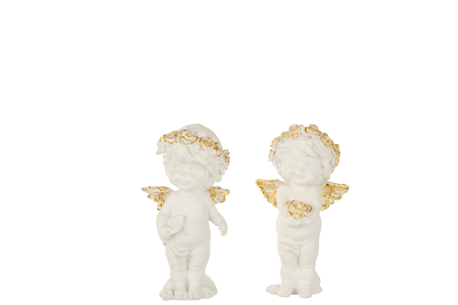 J-Line figuur Engel Staand - polyresin - wit|goud - small -