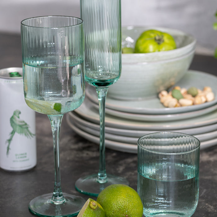 J-Line glas champagne Louise - glas - groen - 6 stuks