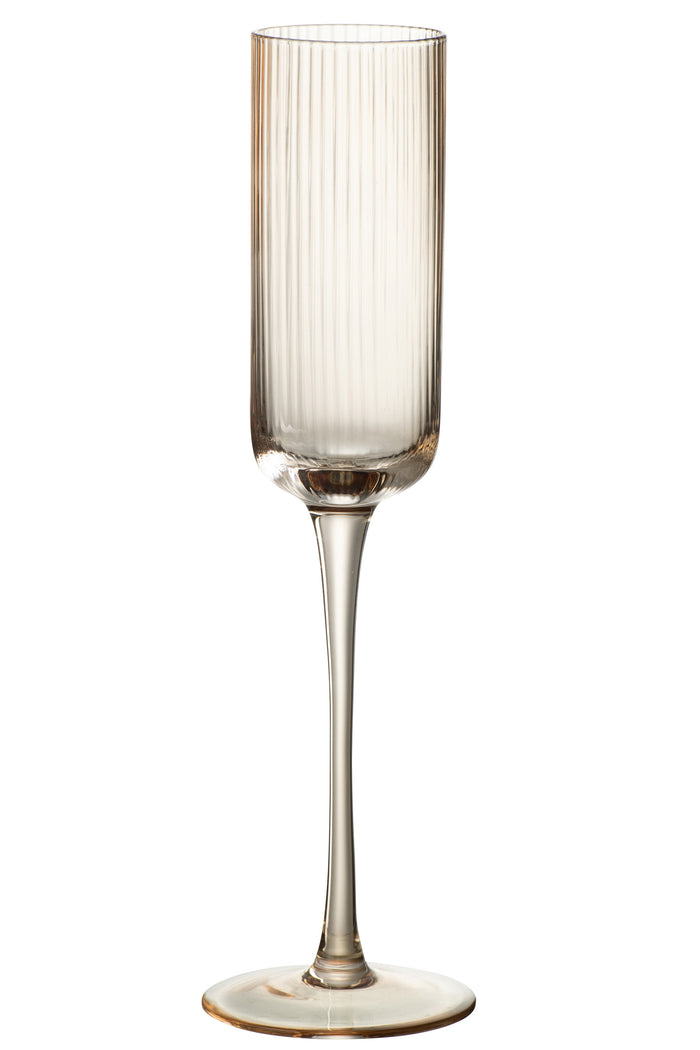 J-Line glas champagne Louise - glas - oranje - 6 stuks