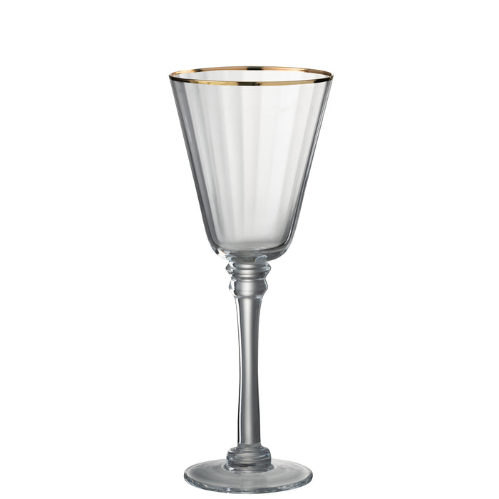 J-Line wijnglas Rand - rode wijn - glas - transparant|goud - 6 stuks