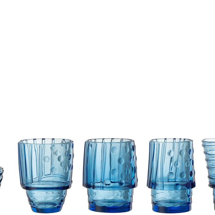 J-Line beker Vis - glas  - transparant & hoogblauw - woonaccessoires
