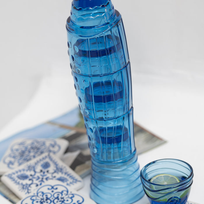J-Line beker Vis - glas  - transparant & hoogblauw - woonaccessoires
