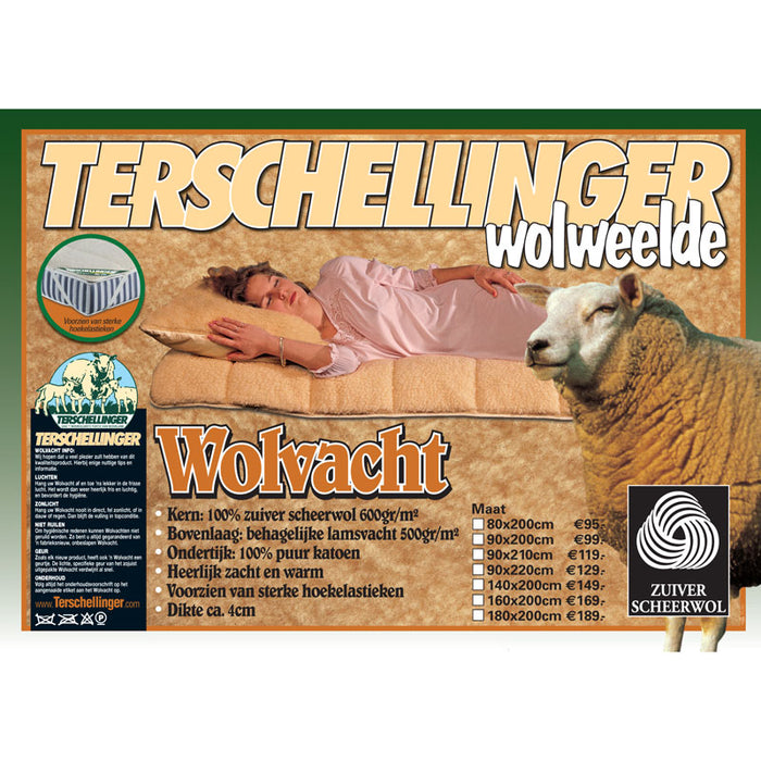 Terschellinger Wolweelde - Zuiver Wollen Matrasoplegger - 160 x 210